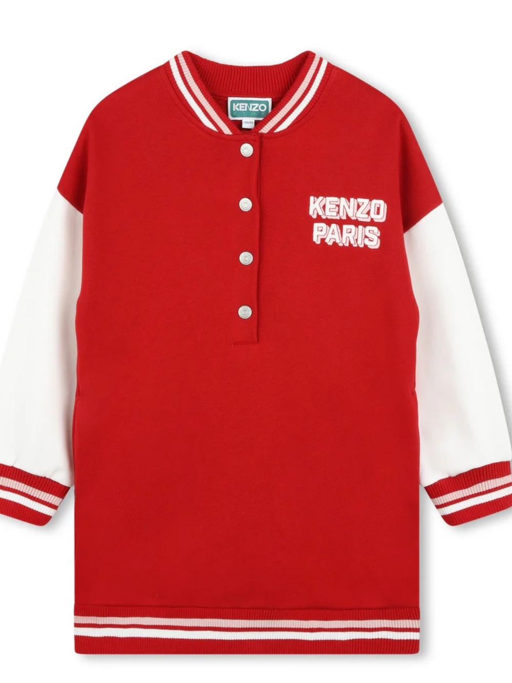 Kenzo Contrasting Sleeves Dress Girls Size 12 Red White 100% Cotton